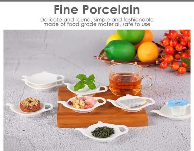 Alt view image 3 of 7 - DS. DISTINCTIVE STYLE 4 Pieces Teapot Shaped Tea Bag Holder Teabag Coaster Seasoning Dish for Sauce Dessert