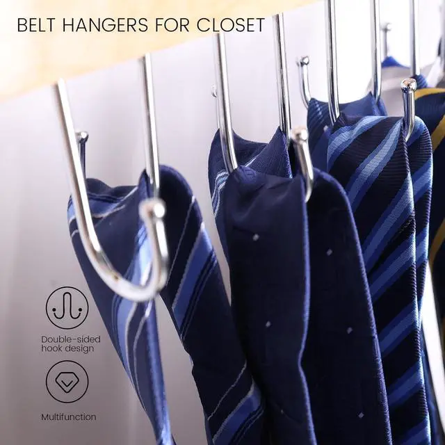 Alt view image 4 of 7 - JOHOUSE Belt Organizer for Closet Max 42 Belts, Wooden Sports Bra Hanger Tie Rack with 14 Hooks for Men Women Tank Top, Scarf Closet Storage