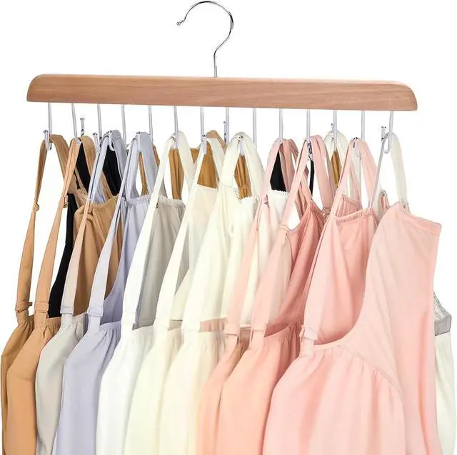 Alt view image 6 of 7 - JOHOUSE Belt Organizer for Closet Max 42 Belts, Wooden Sports Bra Hanger Tie Rack with 14 Hooks for Men Women Tank Top, Scarf Closet Storage