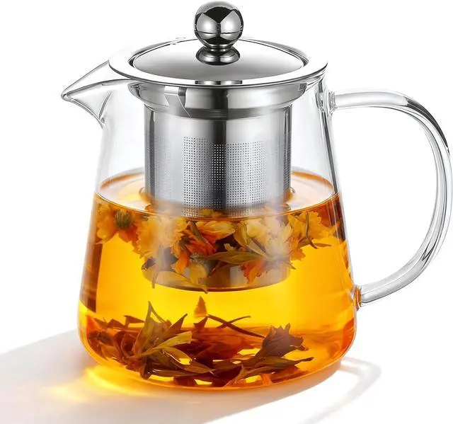Main image of Glass Teapot with Stainless Steel Infuser, Borosilicate Glass Tea Maker, Stovetop Safe (550ML)