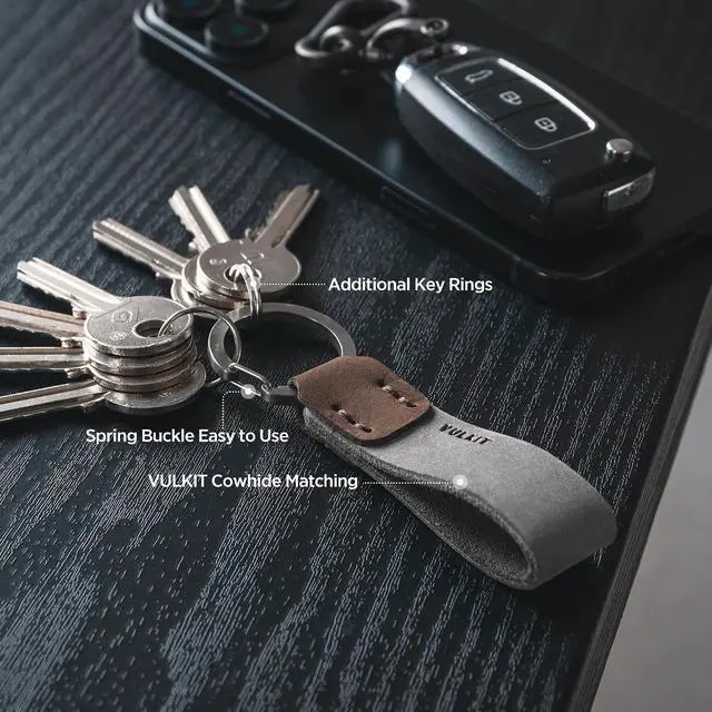 Alt view image 4 of 7 - VULKIT Genuine Leather Keychain for Men & Women Everyday Carry Accessories