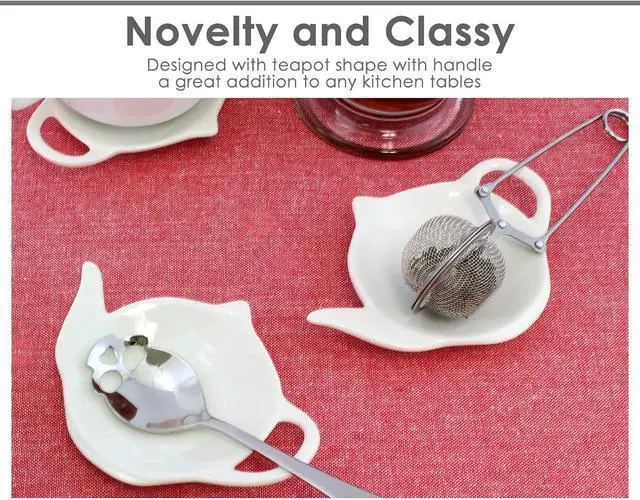 Alt view image 4 of 7 - DS. DISTINCTIVE STYLE 4 Pieces Teapot Shaped Tea Bag Holder Teabag Coaster Seasoning Dish for Sauce Dessert