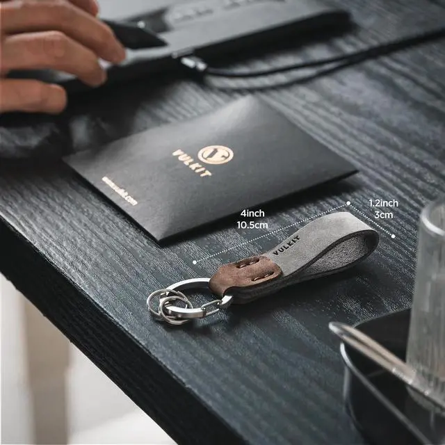 Alt view image 7 of 7 - VULKIT Genuine Leather Keychain for Men & Women Everyday Carry Accessories
