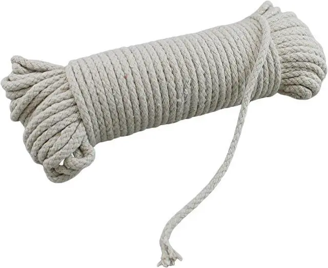 Main image of 100 Ft Heavy Duty Braided Cotton Rope Clothesline Approximately #6 1/4" 6 mm Multi Purpose Home Boat Camping