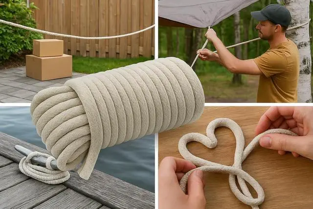 Alt view image 7 of 7 - 100 Ft Heavy Duty Braided Cotton Rope Clothesline Approximately #6 1/4" 6 mm Multi Purpose Home Boat Camping
