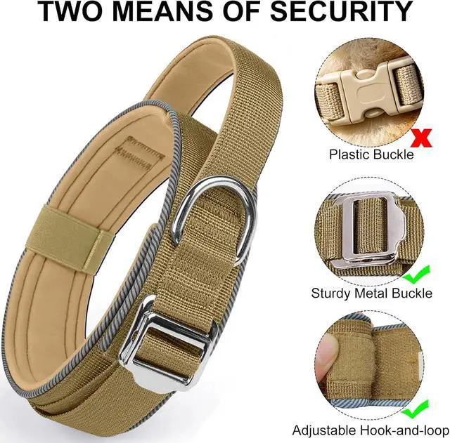 Alt view image 4 of 7 - Tactical Dog Collar Military Nylon Training Adjustable Collar | Medium & Large Dogs Control Handle, Reflective Collars with Metal Buckle Training Walking