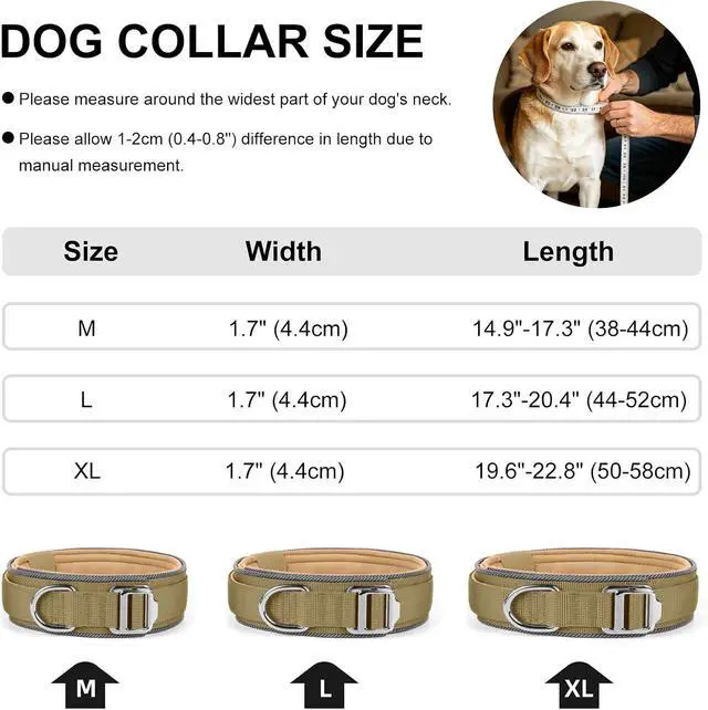 Alt view image 5 of 7 - Tactical Dog Collar Military Nylon Training Adjustable Collar | Medium & Large Dogs Control Handle, Reflective Collars with Metal Buckle Training Walking