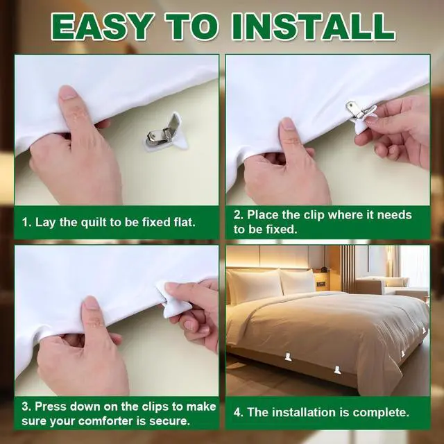 Alt view image 5 of 7 - NQEUEPN 6pcs Duvet Clips for Comforter Inside, Quickly Install Padded Clips Comforter Blanket Fasteners Strong Hold Quilt Clips Duvet Snaps Prevent Comforter from Shifting Bedding Accessories