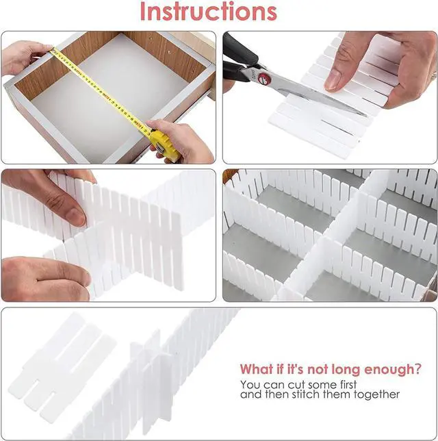 Alt view image 3 of 7 - 8Pcs Drawer Dividers, Adjustable Drawer Organizer for Socks, Underwear, Makeup, Can Help Tidy Kitchen, Bedroom, Dresser White