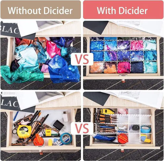 Alt view image 5 of 7 - 8Pcs Drawer Dividers, Adjustable Drawer Organizer for Socks, Underwear, Makeup, Can Help Tidy Kitchen, Bedroom, Dresser White