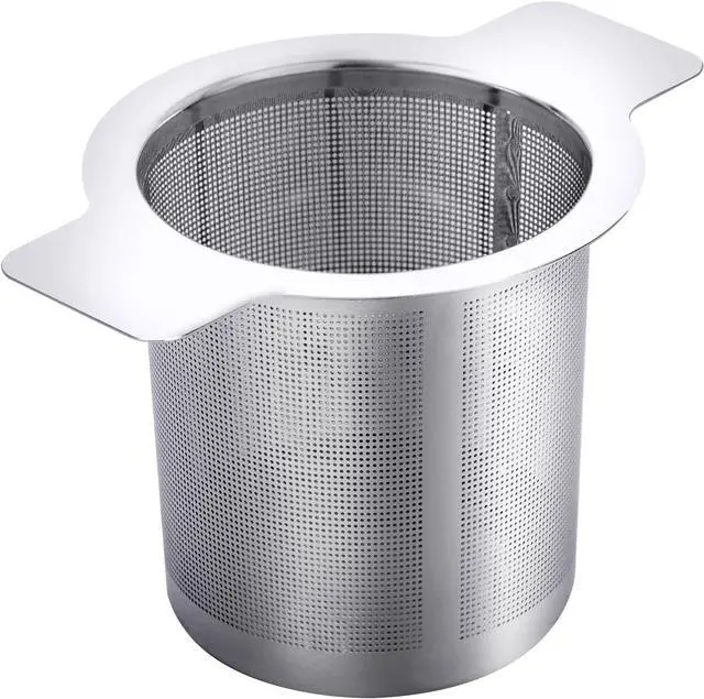 Main image of Extra Fine Mesh Tea Infuser for Loose Leaf Tea and Coffee, Large Capacity | Stainless Steel Tea Steeper Strainer with Perfect Size Double Handles for Hanging on Teapots, Mugs, Cups, Easy to Clean