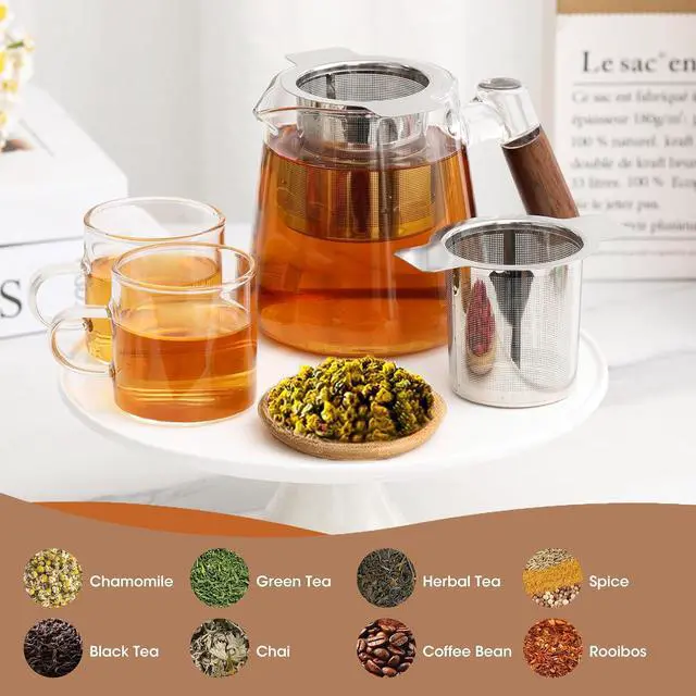 Alt view image 4 of 7 - Extra Fine Mesh Tea Infuser for Loose Leaf Tea and Coffee, Large Capacity | Stainless Steel Tea Steeper Strainer with Perfect Size Double Handles for Hanging on Teapots, Mugs, Cups, Easy to Clean