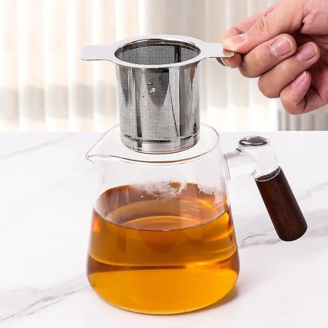Alt view image 6 of 7 - Extra Fine Mesh Tea Infuser for Loose Leaf Tea and Coffee, Large Capacity | Stainless Steel Tea Steeper Strainer with Perfect Size Double Handles for Hanging on Teapots, Mugs, Cups, Easy to Clean