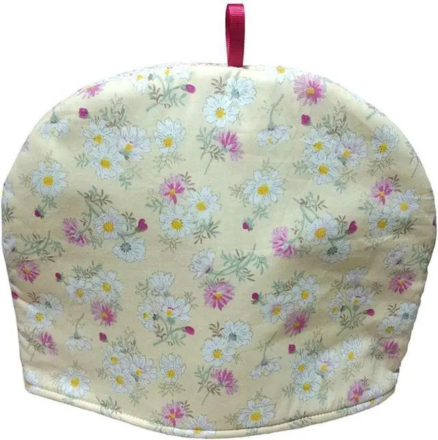 Main image of Cotton Tea Cozy Vintage Floral Printed Teapot Cover Tea Pot Décor Cozies Insulated Kettle Kitchen Dust Cover, Yellow Daisy