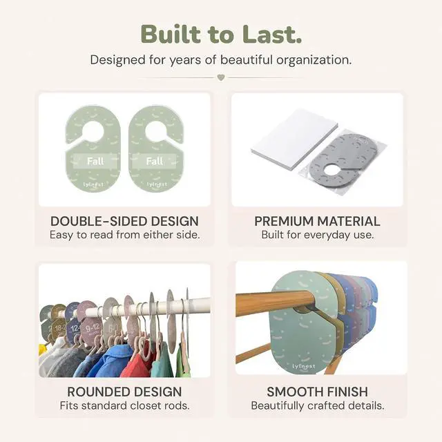Alt view image 7 of 7 - Baby Closet Size Dividers with Reusable Labels, 8 Pack | Customize 8 closet dividers with labels for baby sizes, clothing types, or seasons as your childs wardrobe grows