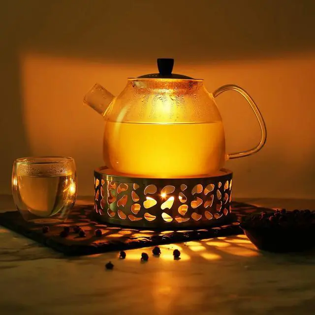 Alt view image 4 of 7 - Simtive Teapot Warmer, Brushed Stainless Steel Tea Warmer with Tealight Holder, Silver