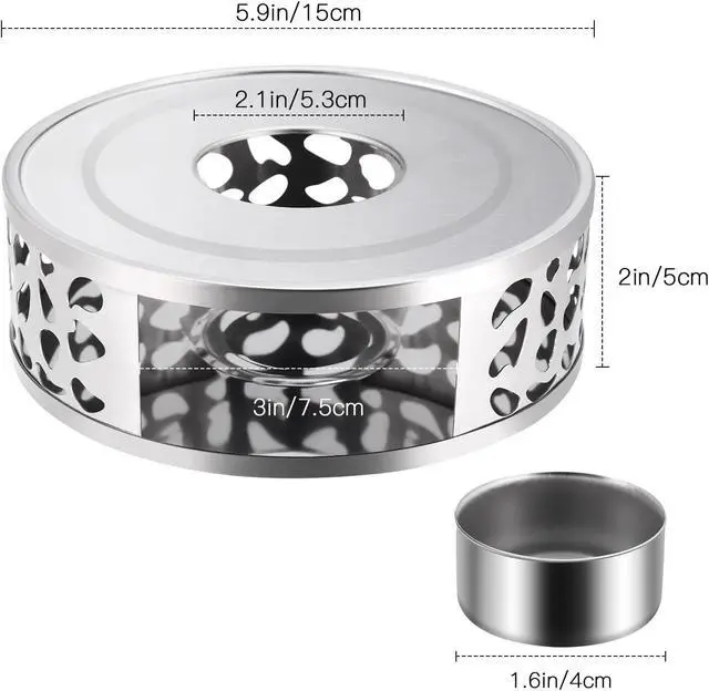 Alt view image 6 of 7 - Simtive Teapot Warmer, Brushed Stainless Steel Tea Warmer with Tealight Holder, Silver