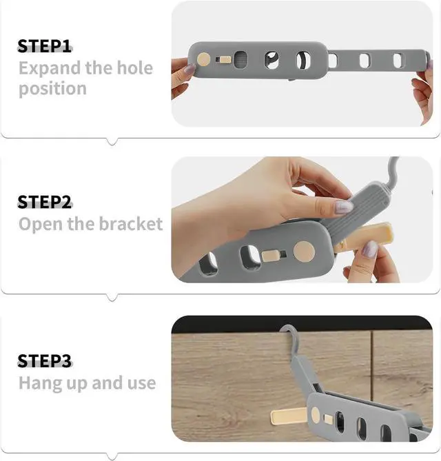 Alt view image 6 of 7 - Coopache Folding Clothes Drying Rack Portable for Travel 1PC | Space Saving Hangers Plastic for Closet (Grey 1 Pack)