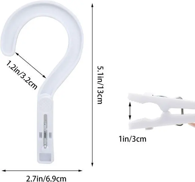 Alt view image 2 of 6 - Andiker 4pcs Laundry Hooks with Clips, 5.2" Super Strong Clamping Plastic Single Clip Hangers Portable Travel Hangers with Clips to Hang Socks Towels Boots and Dry Wet Clothes (White)