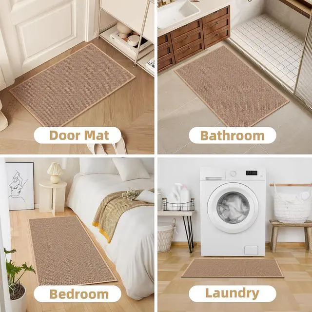 Alt view image 6 of 7 - 20-Inch Wide Kitchen Mats for Floor, Non-Slip Kitchen Rugs, Beige | 20-Inch Wide,Washable,Water Absorbent,Soft Underfoot,Non-Slip Rubber Backing,Easy to Clean,For Kitchen Sink