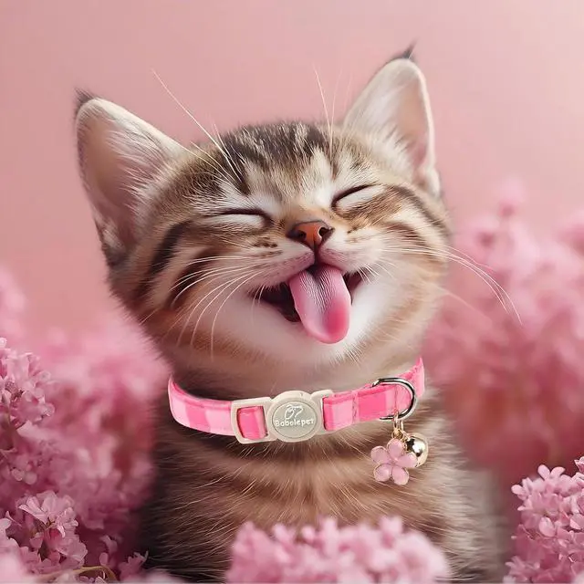 Alt view image 6 of 6 - 2 Pack Pink Cat Collars - Spring Summer Breakaway Cat Collar with Bell, Bow and Flower Pendant, Adjustable Kitten Collars for Girl Cats, Cute Pink Plaid &Bow