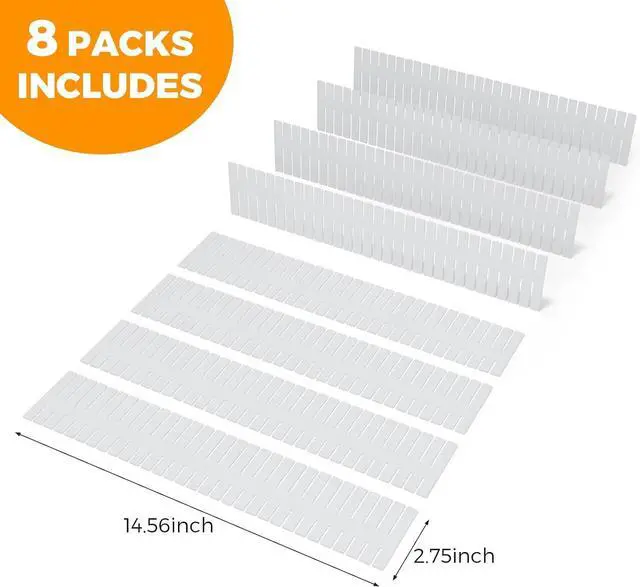 Alt view image 2 of 5 - ALBAD Plastic Drawer Dividers Adjustable Drawer Organizer Dividers Separator for Tidying Clutter/Cutlery/Underwear/Socks/Clothes/Dresses/Boxes/Bins in Kitchen Bathroom Bedroom Office (8)