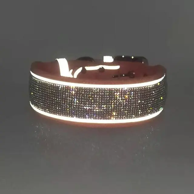 Alt view image 4 of 5 - Serijoars Rhinestone Dog Collar, Dazzling Sparkling Soft Comfortable Reflective Large Dog Collar Crystal Diamond Collar for Small Medium & Large Dogs (S, Green)