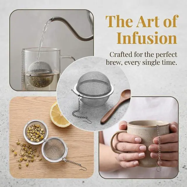 Alt view image 2 of 6 - 8Pcs 304 Stainless Steel Mesh Tea Ball for Loose Leaf Tea | Tea Strainer Infuser Filter with Long Chain for All Cups, Reusable Tea Diffuser for Herbal Tea & Spices Keep Flavors Separate