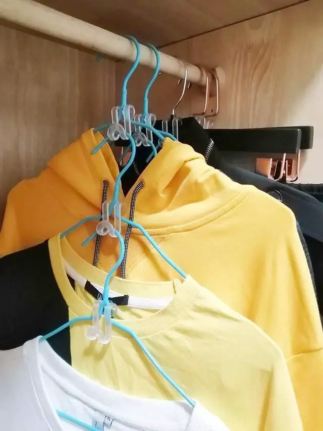 Alt view image 4 of 7 - 60 Pcs Clothes Hanger Connector Hooks, Mini Cascading Hanger Hooks for Velvet Huggable Hangers, Wooden Hangers, Heavy Duty Space Saving for Closet (Clear)