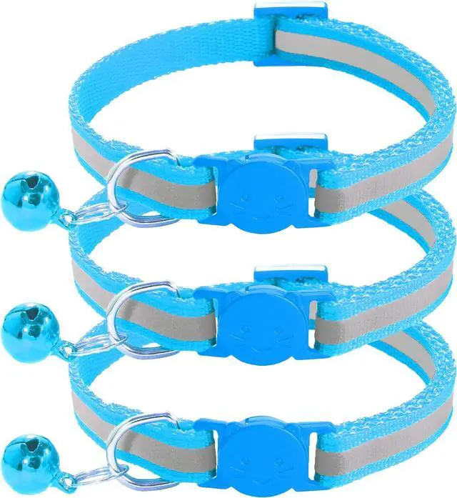 Main image of 3 Pack Reflective and Breakaway Cat Collars with BellsAdjustable Kitten Collars from 7.5 to 12.5 Inches, Ideal of Kitten Collar, Suitable for Girls and Boys (Sky Blue)
