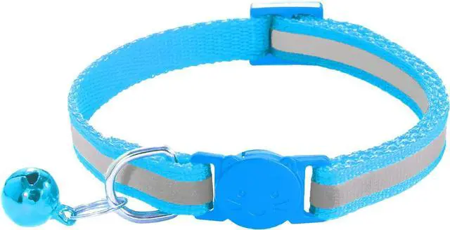 Alt view image 4 of 5 - 2 Pack Breakaway Cat Collars with Bells, Reflective Design and Claw Print Design, Safety Buckle Kitten Collars Adjustable from 7.5 to 12.5 Inches (Sky Blue)