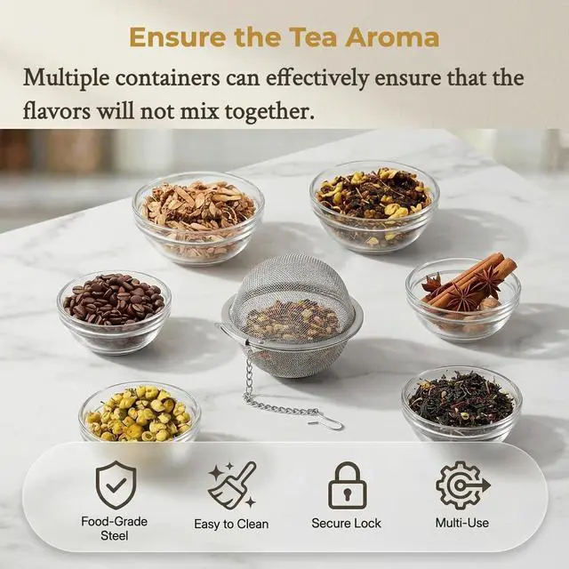 Alt view image 4 of 6 - 8Pcs 304 Stainless Steel Mesh Tea Ball for Loose Leaf Tea | Tea Strainer Infuser Filter with Long Chain for All Cups, Reusable Tea Diffuser for Herbal Tea & Spices Keep Flavors Separate