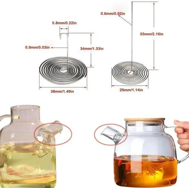 Alt view image 2 of 7 - 8 Pack Glass Teapot Spout Strainer Stainless Steel Loose Leaf Tea Drain Strainer Tea Pot Pouring Filter for Glass Teapot with Removable Infuser Stovetop Large Tea Pot Blooming Tea Kettle