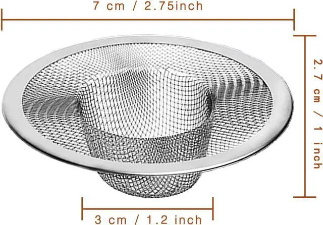 Alt view image 2 of 7 - 4pcs Heavy Duty Stainless Steel Kitchen Sink Strainer, 2.75" Top / 1" Mesh Metal Sink Strainer,Perfect for Kitchen Sink/Bathroom Bathtub Wash basin Floor drain balcony Drain Hole, Utility