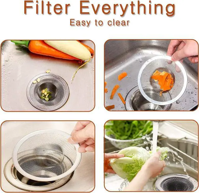Alt view image 4 of 7 - 4pcs Heavy Duty Stainless Steel Kitchen Sink Strainer, 2.75" Top / 1" Mesh Metal Sink Strainer,Perfect for Kitchen Sink/Bathroom Bathtub Wash basin Floor drain balcony Drain Hole, Utility
