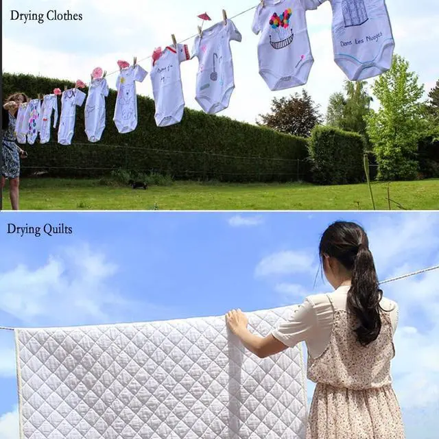 Alt view image 3 of 7 - 50 Ft Clothesline Long Clothes Line, Cotton Clothesline Rope Laundry Line Rope Craft Drying Rope Adjustable forCamping Travel & Home Use DIY Rope as Candle Replacement Wick Laundry Line Dryer Rope