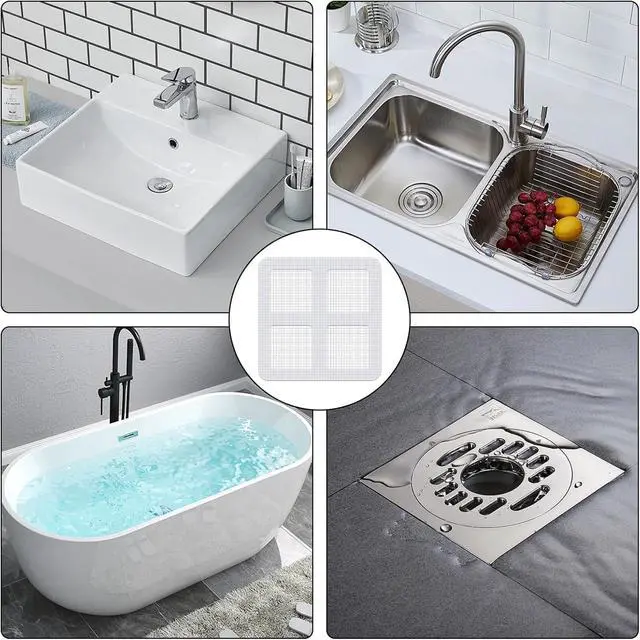 Alt view image 5 of 7 - 20 PCS Disposable Shower Drain Hair Catcher Mesh Stickers | Disposable Floor Drain Sticker, Bathroom Drain Trap Fine Mesh Kitchen Drain Strainer, Laundry, Bathtub, Kitchen