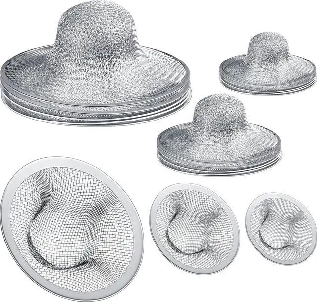 Main image of Patelai 12 Pcs Sink Drain Strainer Stainless Steel, 3 Sizes Mesh Screen | 4.5/2.75/2.25 Inch for Kitchen Bathroom Bathtub, Rust-proof Mesh Catches Food Hair Debris, Easy Clean Reusable Bulk