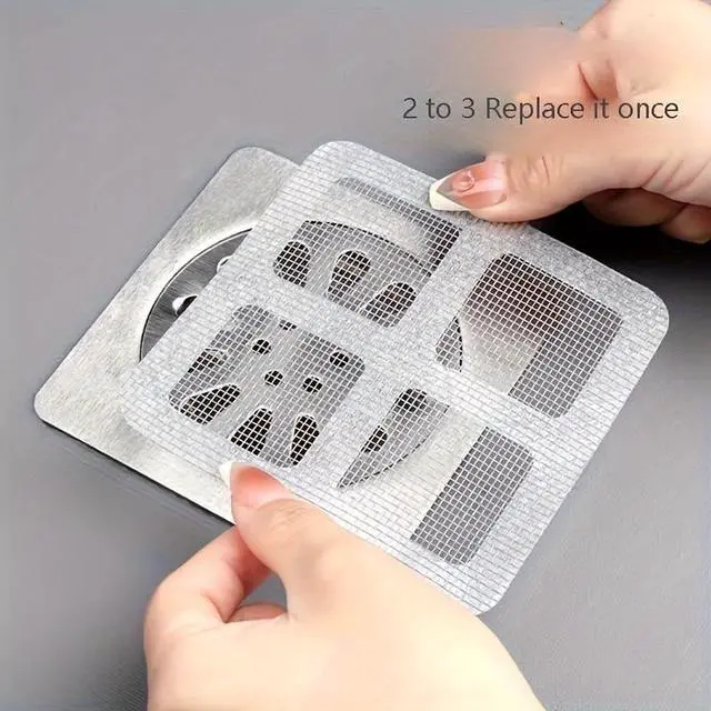 Alt view image 7 of 7 - 20 PCS Disposable Shower Drain Hair Catcher Mesh Stickers | Disposable Floor Drain Sticker, Bathroom Drain Trap Fine Mesh Kitchen Drain Strainer, Laundry, Bathtub, Kitchen