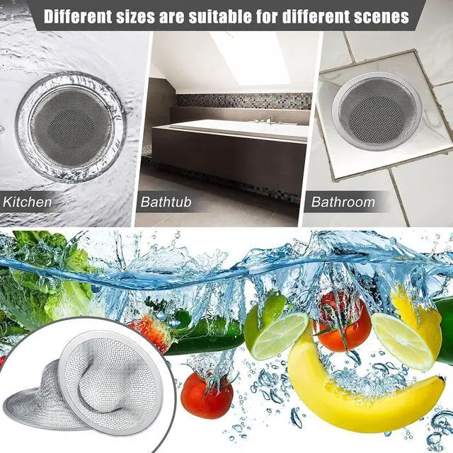 Alt view image 6 of 7 - Patelai 12 Pcs Sink Drain Strainer Stainless Steel, 3 Sizes Mesh Screen | 4.5/2.75/2.25 Inch for Kitchen Bathroom Bathtub, Rust-proof Mesh Catches Food Hair Debris, Easy Clean Reusable Bulk