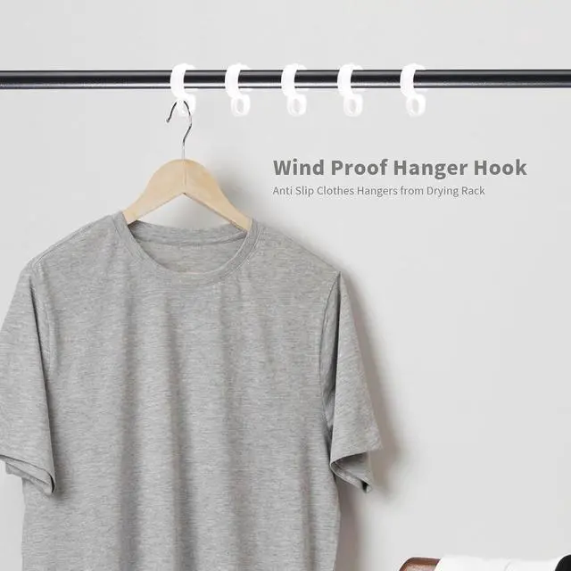 Alt view image 4 of 5 - HEVSTIL 20Pcs Windproof Hanger Clips, 45mm | Anti-Slip, Drying Rack Hooks, Secure Wind Proof Hanger Buckles, For Rod, Closet, and Laundry Organization