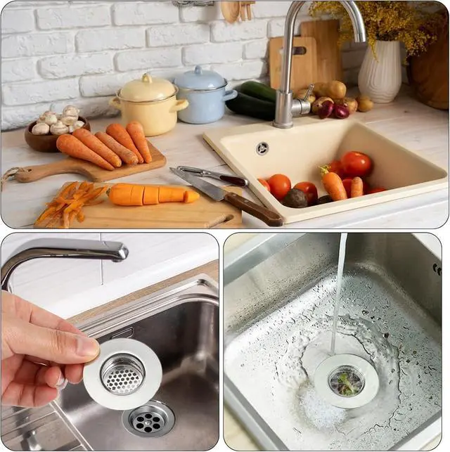 Alt view image 5 of 7 - 3pcs Bathroom Sink Strainer Fit Hole Size from 1.25" to 1.60" Bathtub Hair Catcher Bathroom Sink Drain Cover Stainless Steel Sinks Strainers Bath Tub Hair Catcher Mesh Sinks Strainer for Kitchen