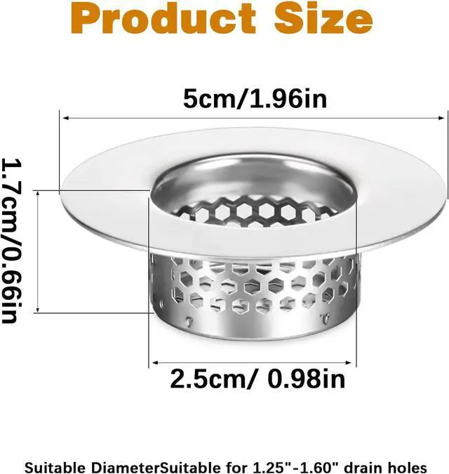 Alt view image 6 of 7 - 3pcs Bathroom Sink Strainer Fit Hole Size from 1.25" to 1.60" Bathtub Hair Catcher Bathroom Sink Drain Cover Stainless Steel Sinks Strainers Bath Tub Hair Catcher Mesh Sinks Strainer for Kitchen