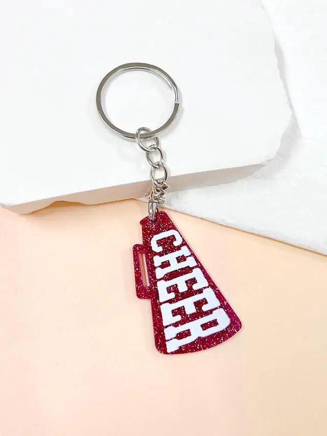 Alt view image 2 of 2 - CHEER Game Day Keychain Megaphone drape keychain football cheerleading accessories