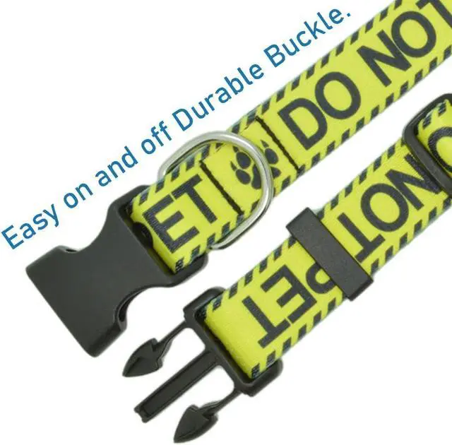 Alt view image 4 of 5 - Dog Collar for DO NOT PET, Sturdy Durable with Buckle, Yellow Dog Collars for Small Medium Large Dogs, Premium Adjustable Polyester Pet Collar
