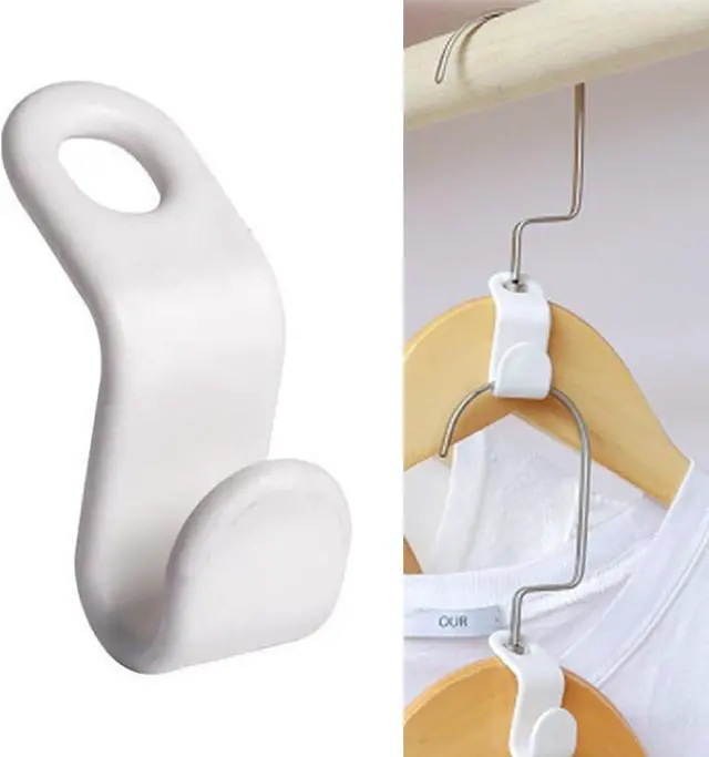 Main image of otylzto 100PCS Hanger Connector Hooks, Closet Space Saver | Clothes Organization creates vertical storage space, fits most standard hangers, ideal for small closets, dorms & apartments