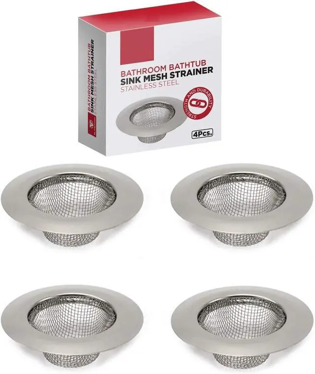 Main image of 4pcs Bathroom Bathtub Sink Mesh Strainer Stainless Steel (Pack of 4)