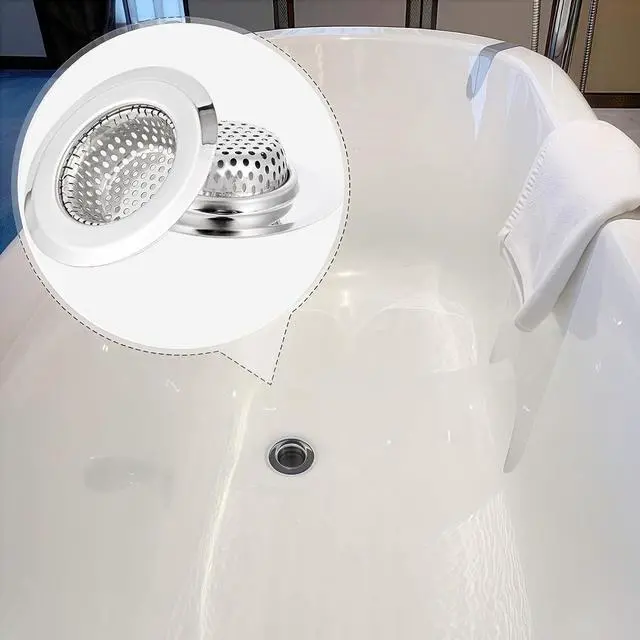 Alt view image 6 of 7 - 2 Pack Bathtub Drain Strainer, 2.75" Top / 1.75" Basket Stainless Steel Drain Hair Catcher, Perfect for Bathroom Sink Bathtub Vanity Sink Basin Shower Room Balcony Floor Drain (2)