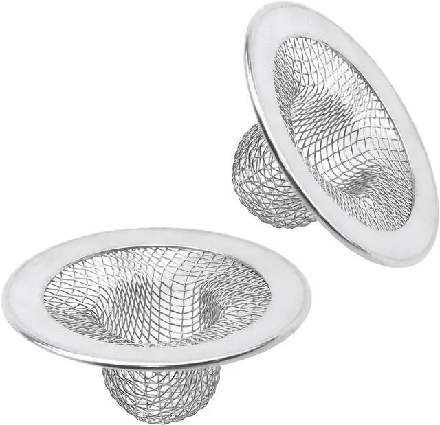 Main image of Antrader 2Pcs Kitchen Sink Strainers,2in Stainless Steel Mesh Round Filters | Bathroom Bathtub Wash Basin Garbage Disposal Basket Filter,Flange Rim Design, Easy to Take Out & Clean