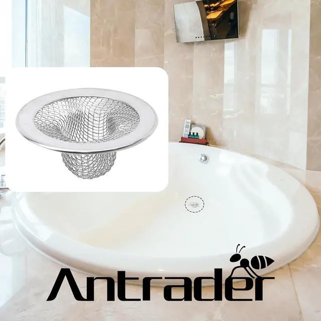 Alt view image 4 of 7 - Antrader 2Pcs Kitchen Sink Strainers,2in Stainless Steel Mesh Round Filters | Bathroom Bathtub Wash Basin Garbage Disposal Basket Filter,Flange Rim Design, Easy to Take Out & Clean
